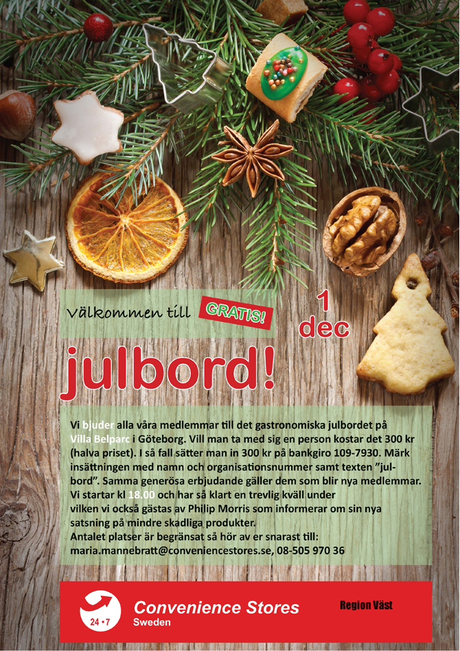 gratis julbord Det närmar sig gratis julbord i Region Väst   Convenience Stores